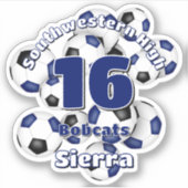 Cluster van Blauwe Zwarte voetballen Team Spirit Sticker (Voorkant)