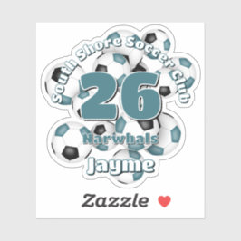 Cluster van blauwgroen zwarte voetballen Teamkleur Sticker