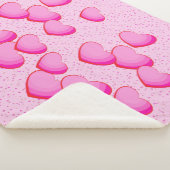 Cluster van Bright  roze harten op Polka dots Sherpa Deken (3/4)