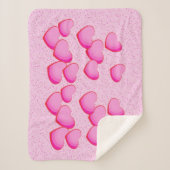Cluster van Bright  roze harten op Polka dots Sherpa Deken (Voorkant)