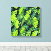 Cluster van groene bladeren canvas afdruk (Insitu (Houten vloer))