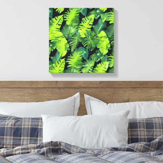Cluster van groene bladeren canvas afdruk (Insitu (Slaapkamer))