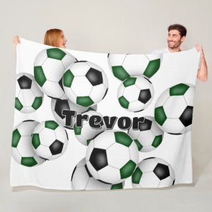 cluster van groene zwarte voetballen jongens meisj fleece deken