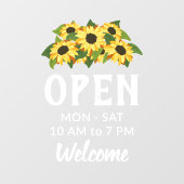 Cluster van heldere zonnebloemen Openingstijden We Raamsticker (Vel)