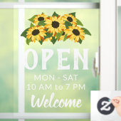 Cluster van heldere zonnebloemen Openingstijden We Raamsticker (Huis)