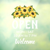 Cluster van heldere zonnebloemen Openingstijden We Raamsticker (Vel 3)