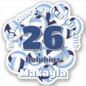 Cluster van Marine Lichtblauwe Volleyballen Team N Sticker (Voorkant)