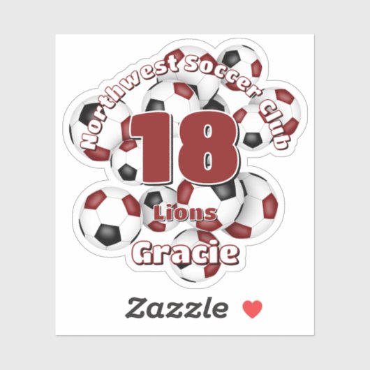 Cluster van Maroon Black voetballen Team kleuren Sticker (Vel)