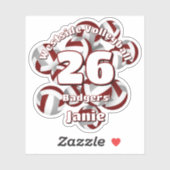 Cluster van Maroon Grey volleyballen Team naam Sticker (Vel)