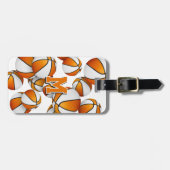 Cluster van oranje witte basketballen gepersonalis bagagelabel (Voorkant horizontaal)