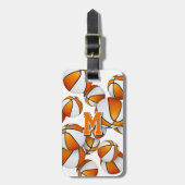 Cluster van oranje witte basketballen gepersonalis bagagelabel (Voorkant verticaal)
