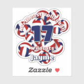 Cluster van Red Blue Volleyballs Team Naam Sticker (Vel)
