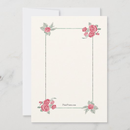 Cluster van Rode Rozen Uitnodiging (Achterkant)