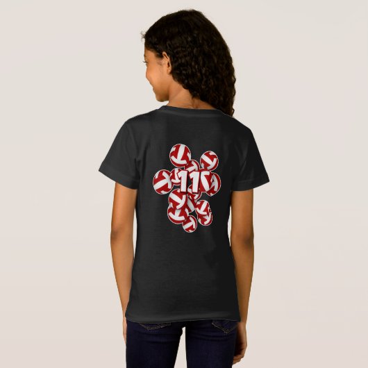 Cluster van rode volleyballen aangepaste atleet na t-shirt (Achterkant volledig)