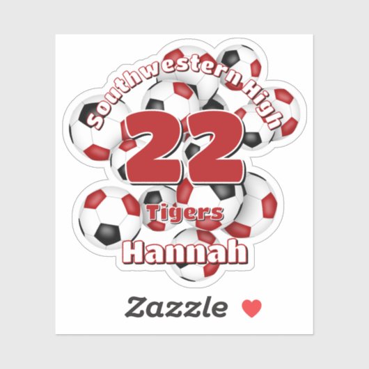 Cluster van Rode Zwarte voetballen Team Spirit Sticker (Vel)