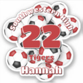 Cluster van Rode Zwarte voetballen Team Spirit Sticker (Voorkant)