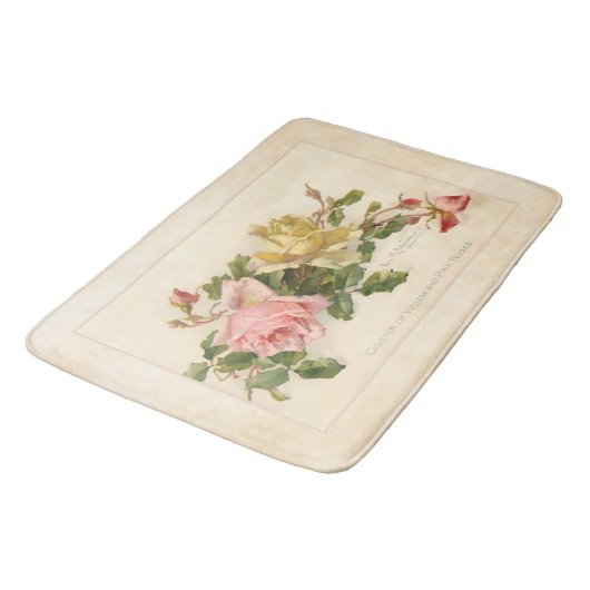 cluster van roze en gele rozen badmat (Gekanteld)