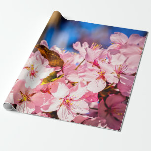 Cluster van roze torenbloesems, blauwe hemel cadeaupapier