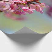 Cluster van Sakura-bloesems op groen, blauw, Paars Cadeaupapier (Hoek)