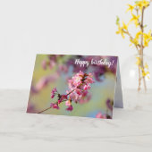 Cluster van Sakura-bloesems op groen, blauw, Paars Kaart (Gele Bloem)