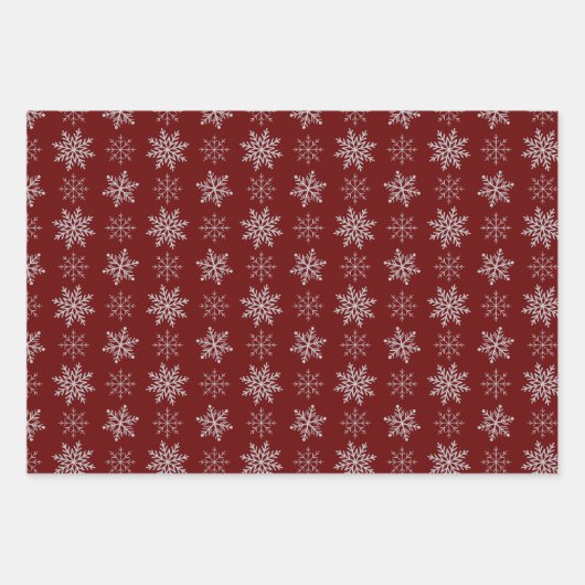 Cluster van sneeuwvlokken op Deep Red Inpakpapier Vel (Voorkant 3)