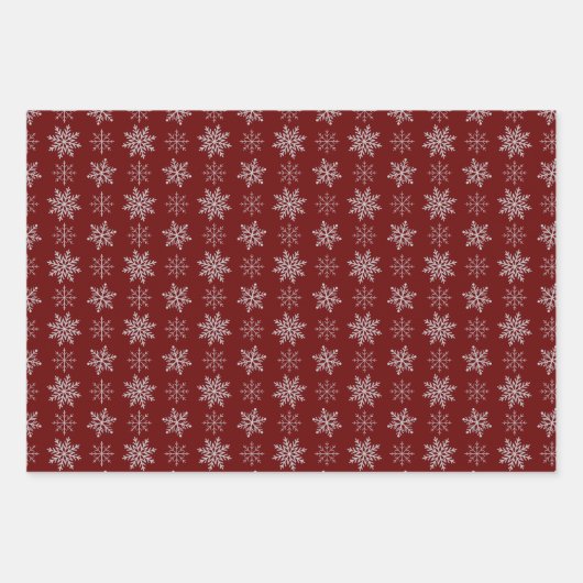 Cluster van sneeuwvlokken op Deep Red Inpakpapier Vel (Voorkant 2)