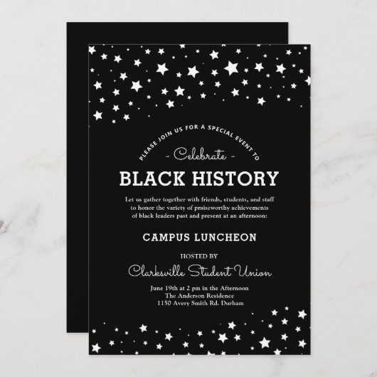 Cluster van sterren | Black History Event B/W Kaart (Voorkant / Achterkant)