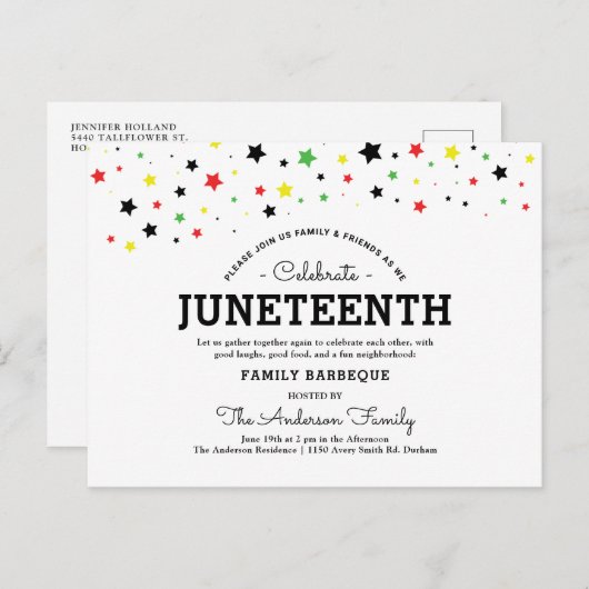 Cluster van sterren | Juneteenth Holiday RBYG Colo Briefkaart (Voorkant / Achterkant)