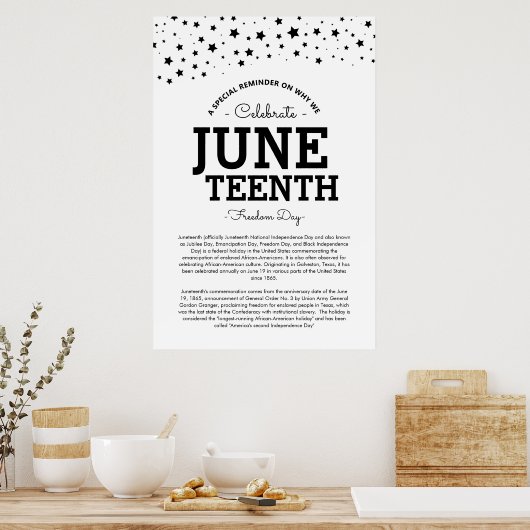 Cluster van sterren | Juneteenth Info Black/White Poster (Keuken)