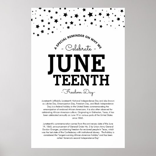Cluster van sterren | Juneteenth Info Black/White Poster (Voorkant)