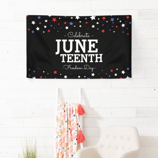 Cluster van sterrengevierde Juneteenth Blk Spandoek (Insitu)