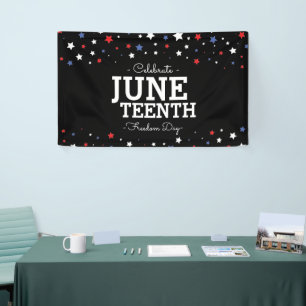 Cluster van sterrengevierde Juneteenth Blk Spandoek