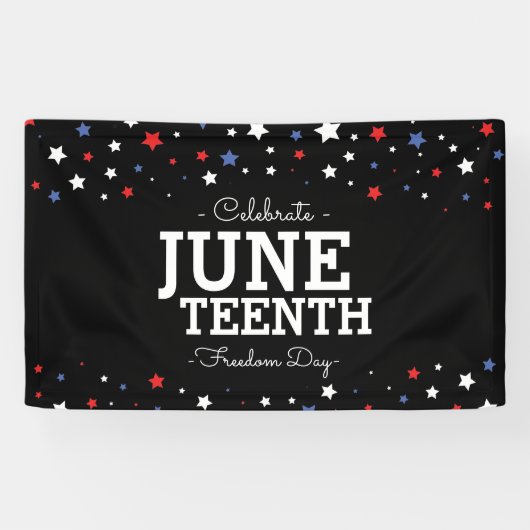 Cluster van sterrengevierde Juneteenth Blk Spandoek (Horizontaal)