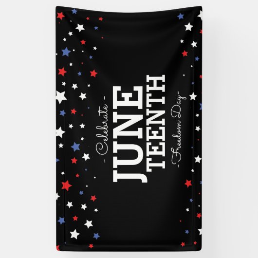Cluster van sterrengevierde Juneteenth Blk Spandoek (Verticaal)