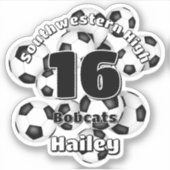 cluster van voetballen gepersonaliseerde teamgeest sticker (Voorkant)