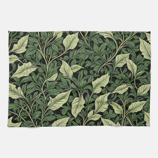 Cluster van wijnstokken in tinten groen theedoek (Horizontaal)