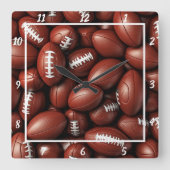 Clustered Football Sports  Vierkante Klok (Voorkant)