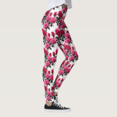 Clustered Red And Pink Roses On A Stark White  Leggings (Rechts)