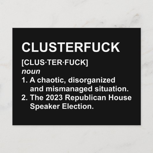 Clusterf*ck 2023 Verkiezing van de voorzitter van  Briefkaart (Voorkant)