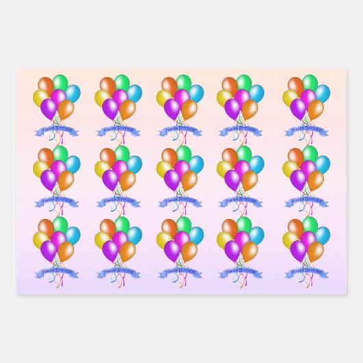 Clusters van heldere feestelijke ballonnen Happy B Inpakpapier Vel (Voorkant 2)