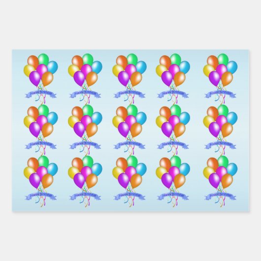 Clusters van heldere feestelijke ballonnen Happy B Inpakpapier Vel (Voorkant)