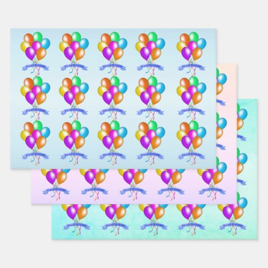 Clusters van heldere feestelijke ballonnen Happy B Inpakpapier Vel (Set)
