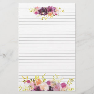 Clusters van Purple Flowers Top en Bottom Briefpapier