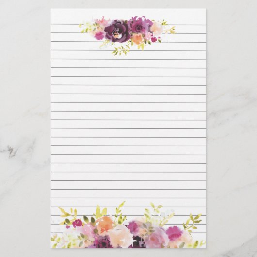 Clusters van Purple Flowers Top en Bottom Briefpapier (Voorkant)