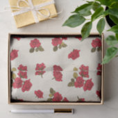 Clusters van rode rozen geïllustreerd patroon tissuepapier (Geschenk)