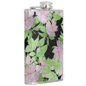 clusters van  roze bloemen en bladbloemen  heupfles (Rechts)