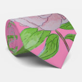 clusters van  roze bloemen en bladbloemen stropdas (Opgerold)