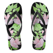 clusters van  roze bloemen en bladbloemen teenslippers (Voetbed)