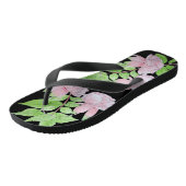 clusters van  roze bloemen en bladbloemen teenslippers (Schuin)