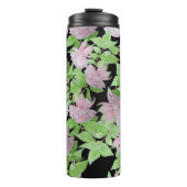 clusters van  roze bloemen en bladbloemen thermosbeker (Voorkant)